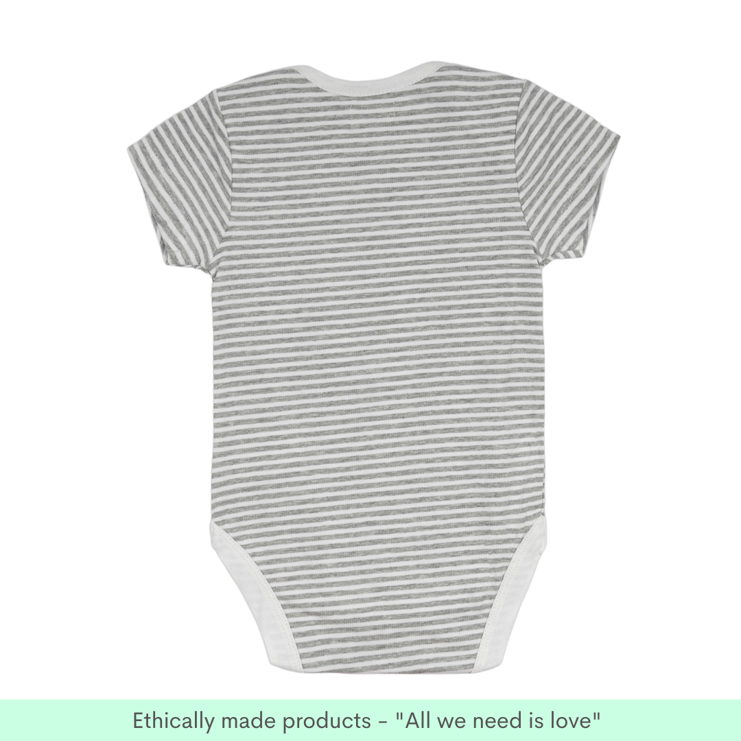 Greendeer Pure Cotton Half Sleeve Baby Bodysuit - Beachy Set of 2- Grey, White