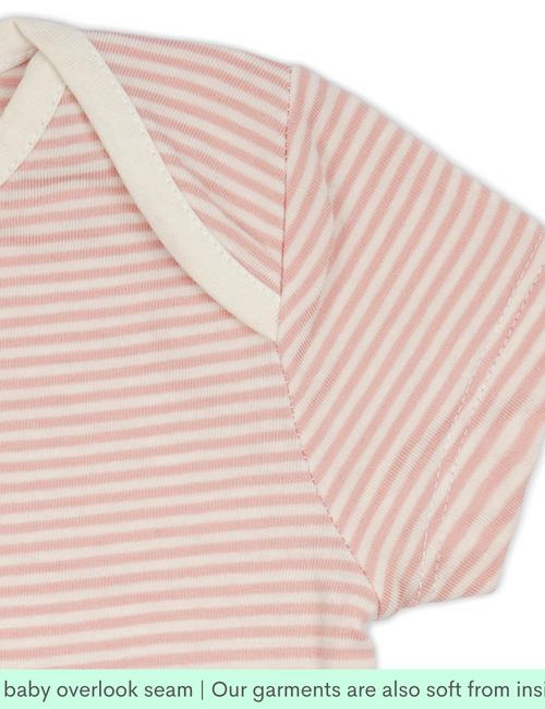 Greendeer Pure Cotton Half Sleeve Baby Bodysuit - Mamma & Baby Elephant - Pink