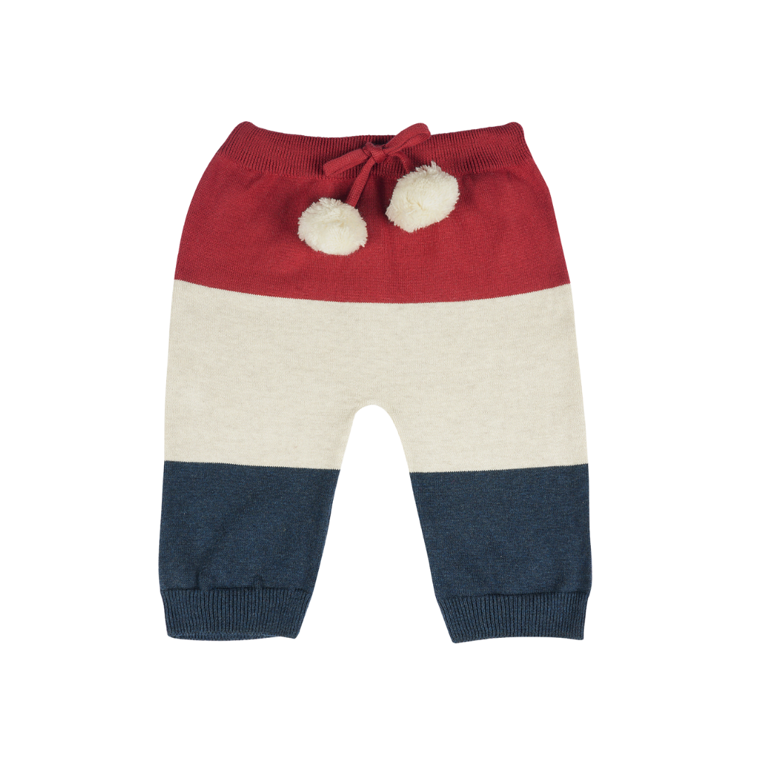 Greendeer Cosy Multi Stripe Diaper Lower - Red, Off White and Navy