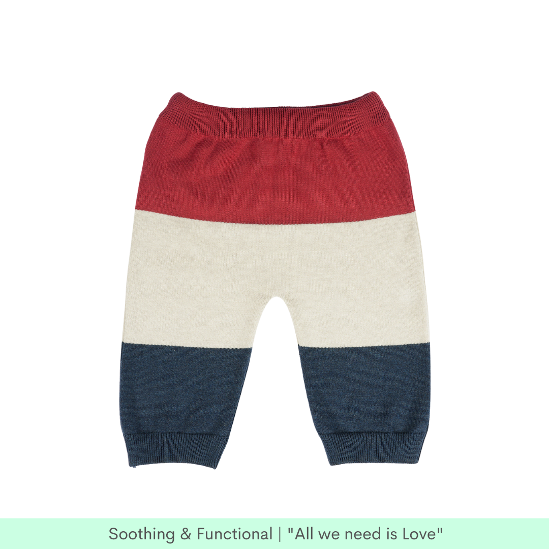 Greendeer Cosy Multi Stripe Diaper Lower - Red, Off White and Navy