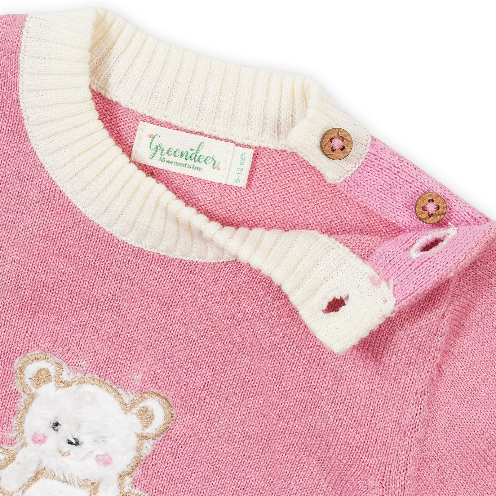 Adorable Bear Family  Sweater - Melange Pink