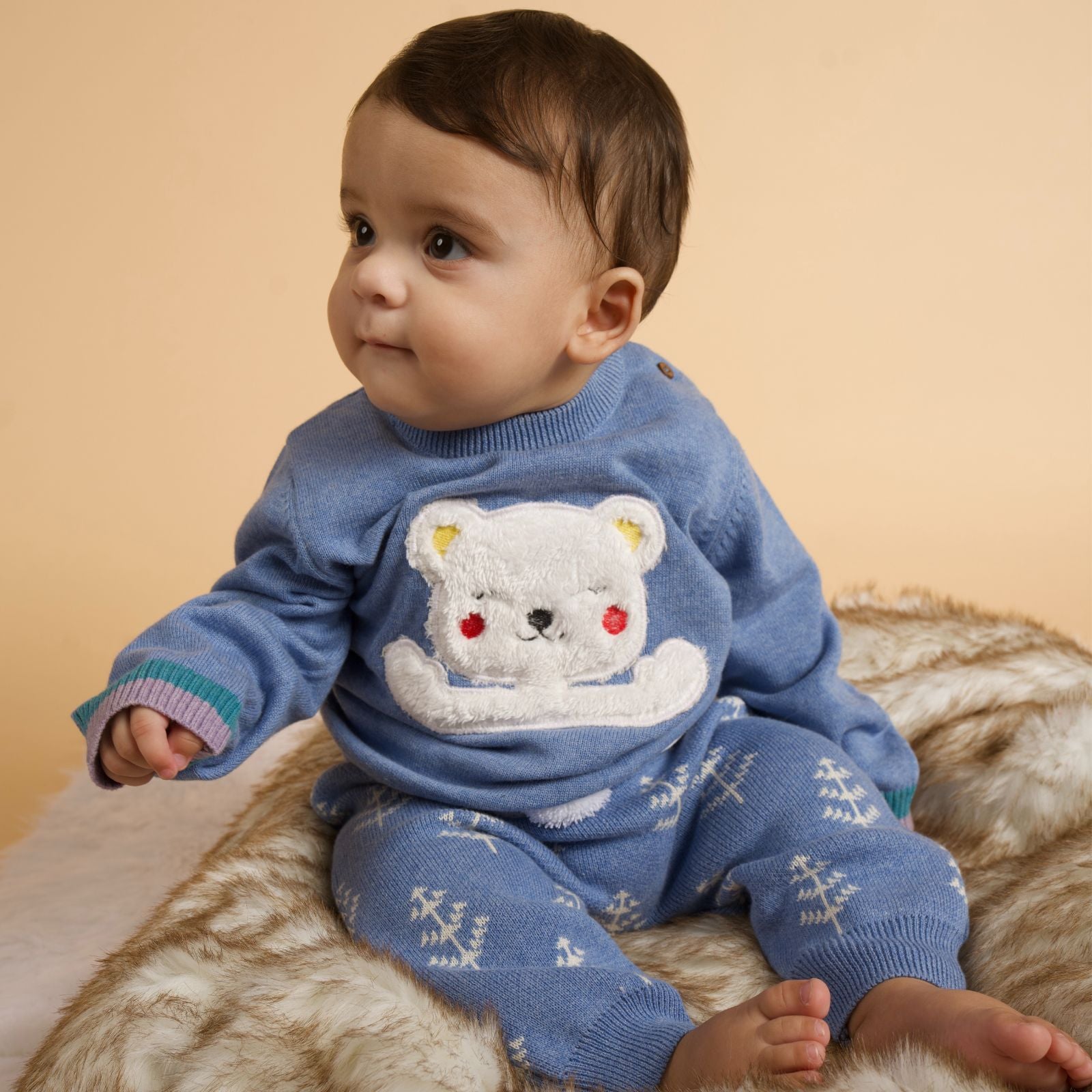 Blue Cuddly Bear Sweater Set