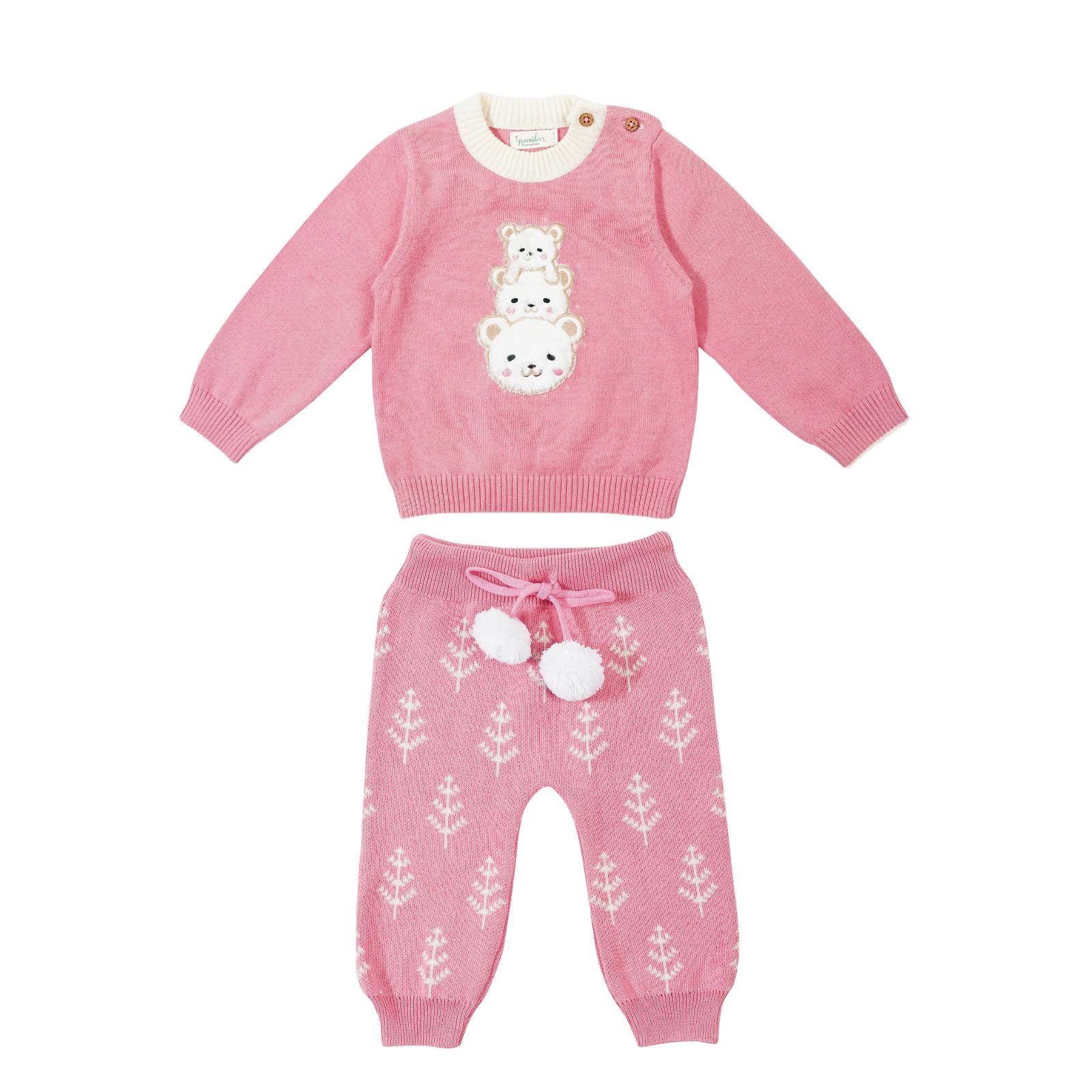 Adorable Bear Family Sweater Set of 2 - Pink