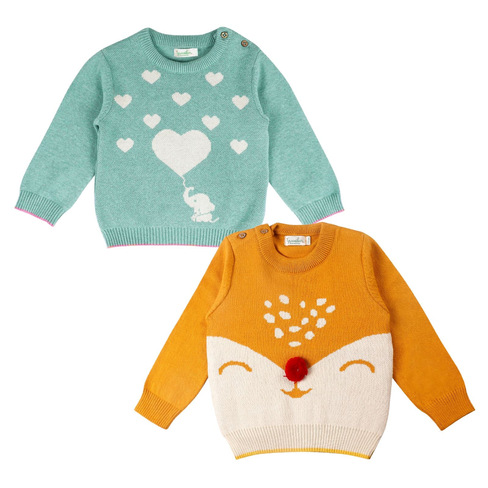 Reindeer and Baby Elephant Sweater Combo - Multicolor
