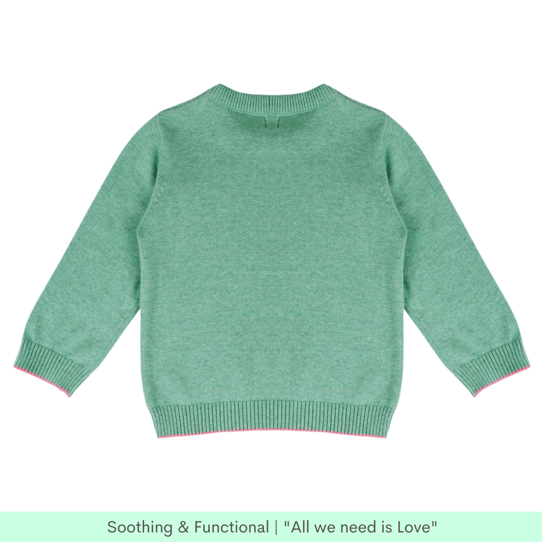 Greendeer Fullsleeves Baby Elephant Love Sweater - Sea Weed