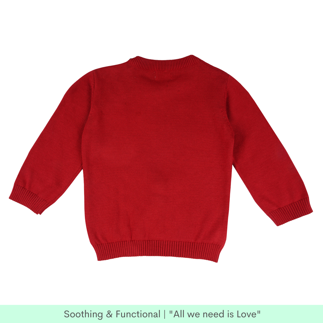 Greendeer Fullsleeves Happy Reindeer Sweater - Red