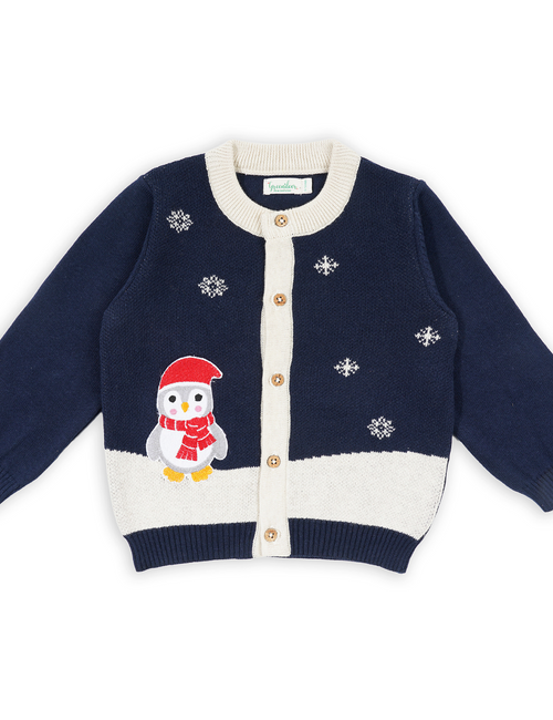 Navy and Red Penguine and Reindeer Sweater and Lower Combo Set of 3