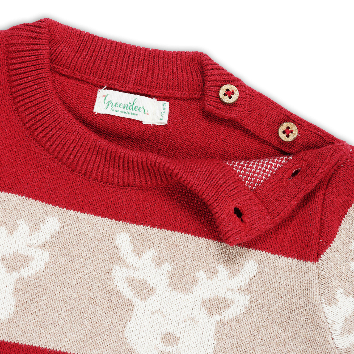 Soulful Reindeer Jacquard Christmas Red Sweater